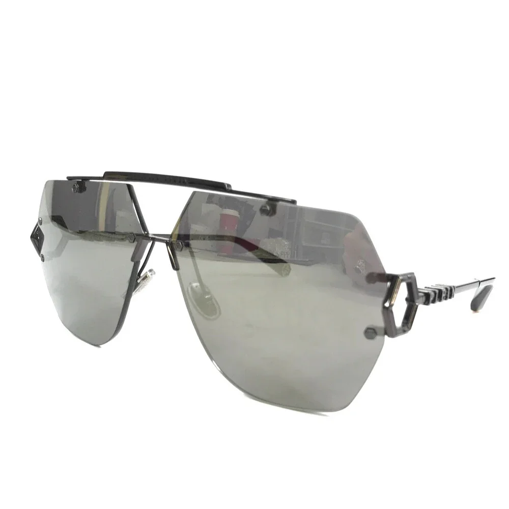 Philipp Plein Sunglasses SLEEK SPP111 COL. 672X Gunmetal Frames w/ Mirror Lenses